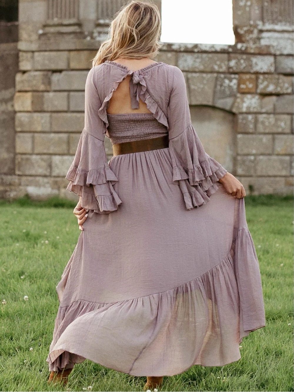 Joyfolie Devina Dress Lavender Ruffle Hi Lo Renaissance Fairycore Cottagecore Sm - Picture 3 of 15